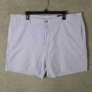 Vineyard Vines‎ Shorts Mens 42 Purple White Striped Seersucker Chino Flat Front